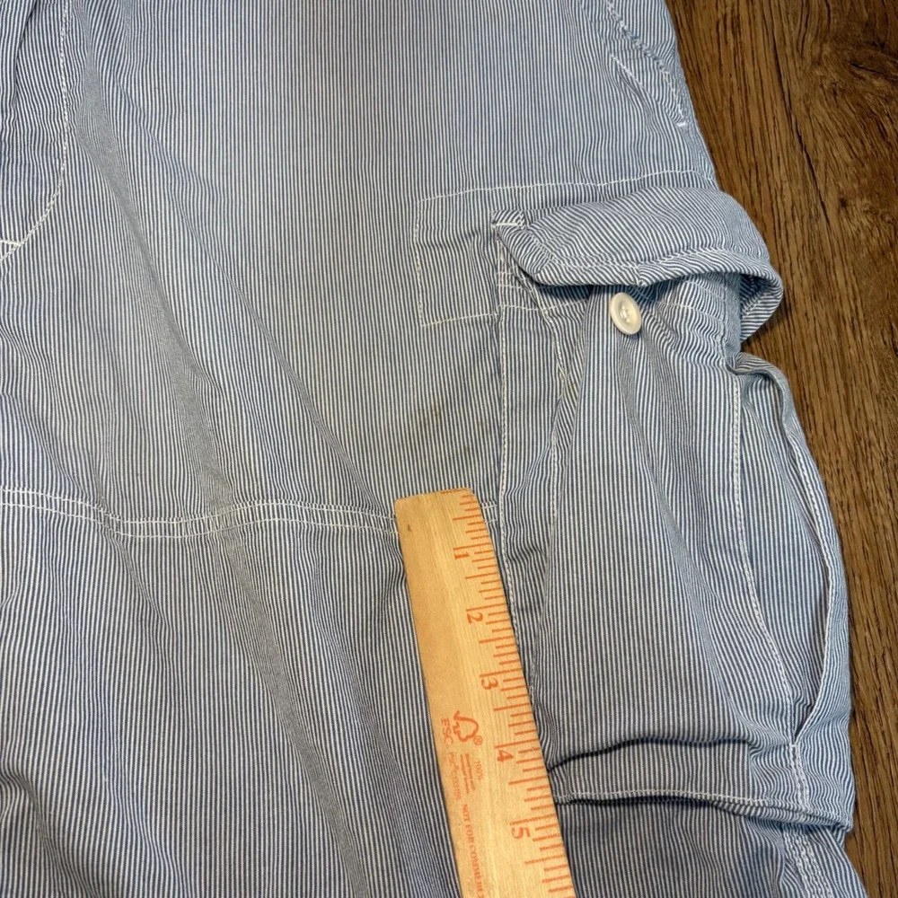 Polo Ralph Lauren pinstripe cargo shorts mens 46B white blue baggy preppy cotton